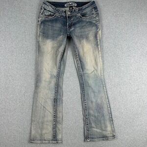 Paisley Sky Womens Bootcut Jeans Size 6 Blue Denim Stretch Whiskering Detail
